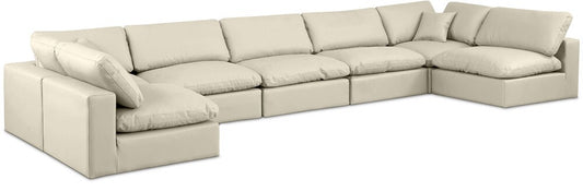 Meridian Furniture - Comfy Cream Vegan Leather Modular Sectional - 7Pc - 188Cream-Sec7B veiw 1