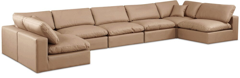 Meridian Furniture - Comfy Tan Vegan Leather Modular Sectional - 7Pc - 188Tan-Sec7B veiw 1