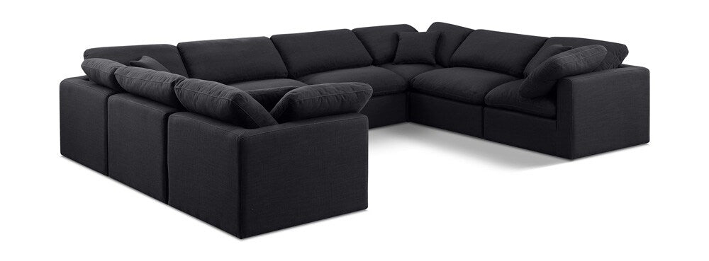 Meridian Furniture - Indulge Black Linen Textured Fabric Modular Sectional - 8Pc - 141Black-Sec8A veiw 1