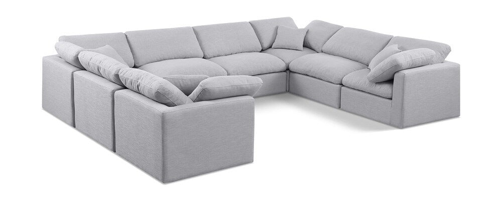 Meridian Furniture - Indulge Grey Linen Textured Fabric Modular Sectional - 8Pc - 141Grey-Sec8A veiw 1