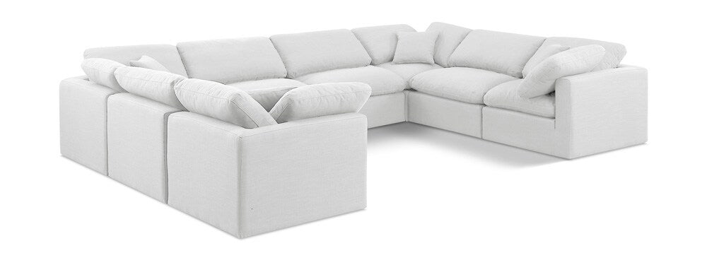 Meridian Furniture - Indulge White Linen Textured Fabric Modular Sectional - 8Pc - 141White-Sec8A veiw 1