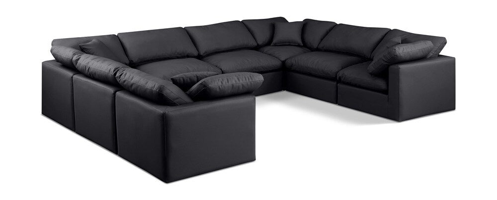 Meridian Furniture - Indulge Black Vegan Leather Modular Sectional - 8Pc - 146Black-Sec8A veiw 1