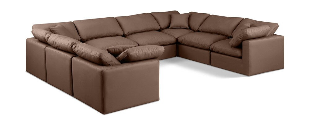 Meridian Furniture - Indulge Brown Vegan Leather Modular Sectional - 8Pc - 146Brown-Sec8A veiw 1