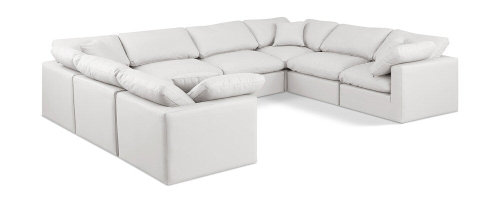 Meridian Furniture - Indulge Cream Vegan Leather Modular Sectional - 8Pc - 146Cream-Sec8A veiw 1