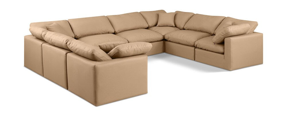 Meridian Furniture - Indulge Tan Vegan Leather Modular Sectional - 8Pc - 146Tan-Sec8A veiw 1