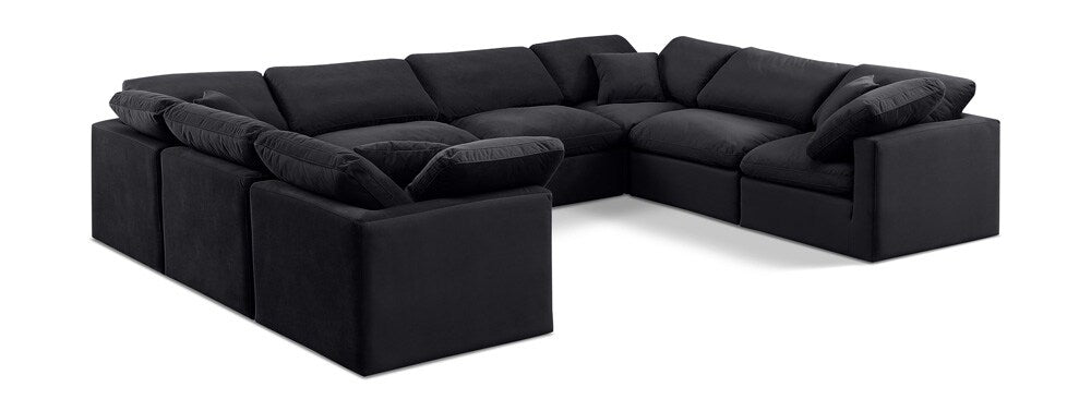 Meridian Furniture - Indulge Black Velvet Modular Sectional - 8Pc - 147Black-Sec8A veiw 1