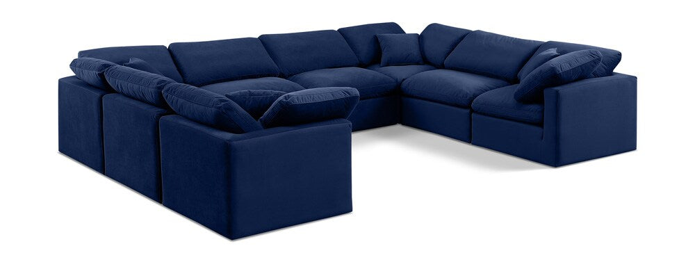 Meridian Furniture - Indulge Navy Velvet Modular Sectional - 8Pc - 147Navy-Sec8A veiw 1