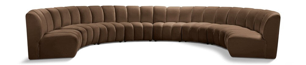 Meridian Furniture - Infinity Brown Velvet 8pc. Modular Sectional - 638Brown-8PC veiw 1