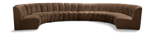 Meridian Furniture - Infinity Brown Velvet 8pc. Modular Sectional - 638Brown-8PC veiw 1