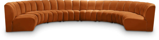 Meridian Furniture - Infinity Cognac Velvet 8pc. Modular Sectional - 638Cognac-8PC veiw 1