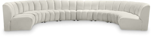 Meridian Furniture - Infinity Cream Velvet 8pc. Modular Sectional - 638Cream-8PC veiw 1