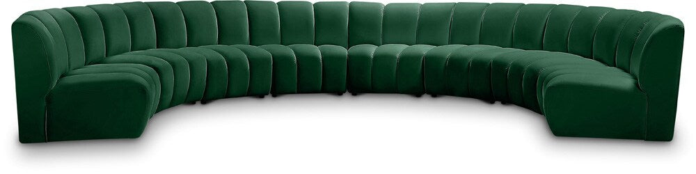 Meridian Furniture - Infinity Green Velvet 8pc. Modular Sectional - 638Green-8PC veiw 1