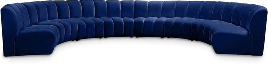 Meridian Furniture - Infinity Navy Velvet 8pc. Modular Sectional - 638Navy-8PC veiw 1