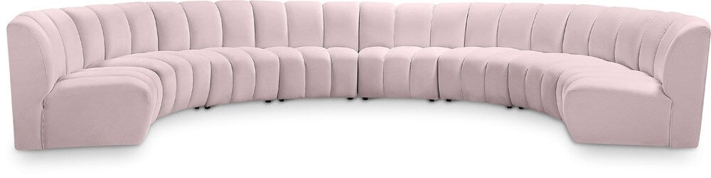 Meridian Furniture - Infinity Pink Velvet 8pc. Modular Sectional - 638Pink-8PC veiw 1