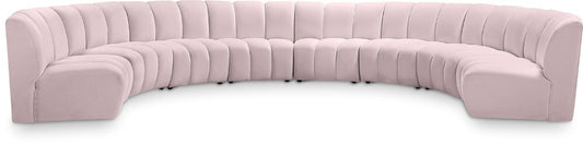 Meridian Furniture - Infinity Pink Velvet 8pc. Modular Sectional - 638Pink-8PC veiw 1