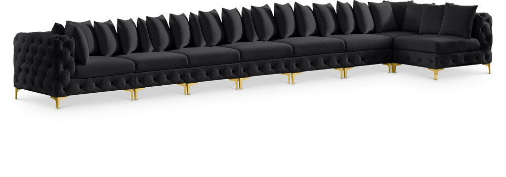 Meridian Furniture - Tremblay Black Velvet Modular Sectional - 8Pc - 686Black-Sec8B veiw 1
