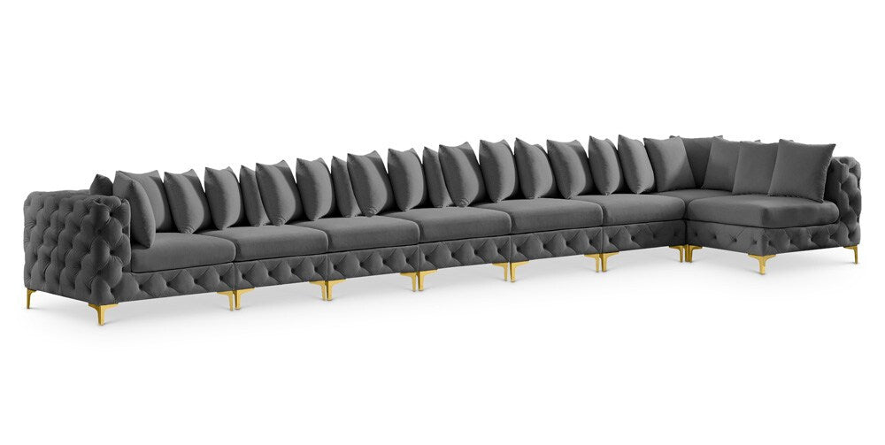 Meridian Furniture - Tremblay Grey Velvet Modular Sectional - 8Pc - 686Grey-Sec8B veiw 1