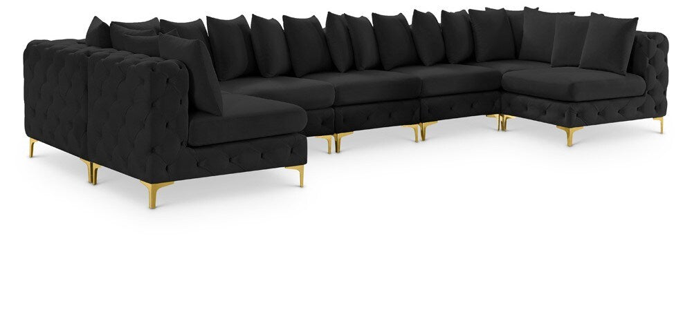 Meridian Furniture - Tremblay Black Velvet Modular Sectional - 8Pc - 686Black-Sec8C veiw 1