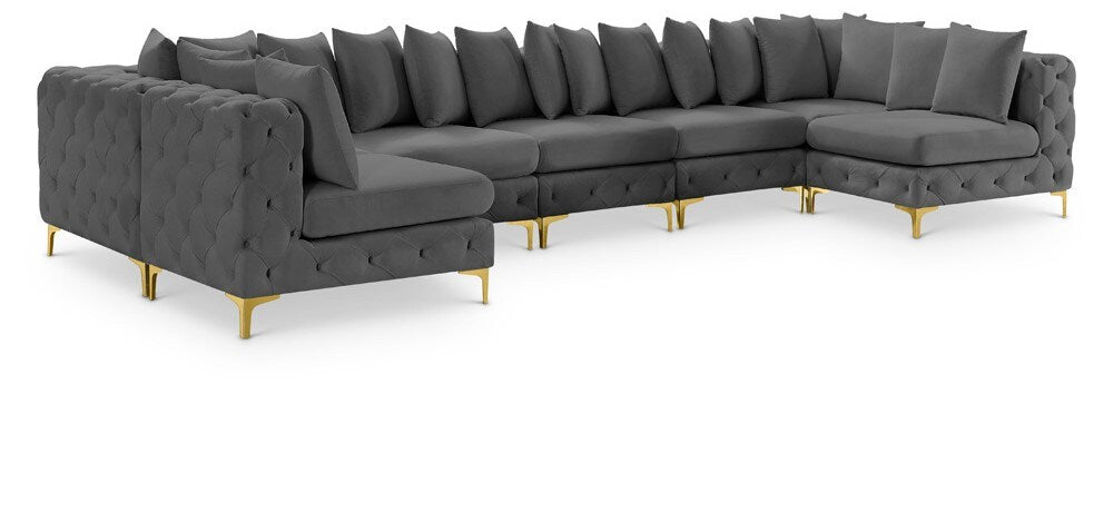 Meridian Furniture - Tremblay Grey Velvet Modular Sectional - 8Pc - 686Grey-Sec8C veiw 1
