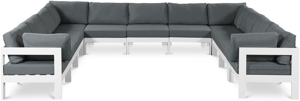 Meridian Furniture - Nizuc Grey Water Resistant Fabric Outdoor Patio Modular Sectional - 11Pc - 375Grey-Sec11A veiw 1