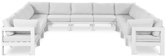 Meridian Furniture - Nizuc White Water Resistant Fabric Outdoor Patio Modular Sectional - 11Pc - 375White-Sec11A veiw 1