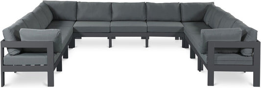Meridian Furniture - Nizuc Grey Water Resistant Fabric Outdoor Patio Modular Sectional - 11Pc - 376Grey-Sec11A veiw 1