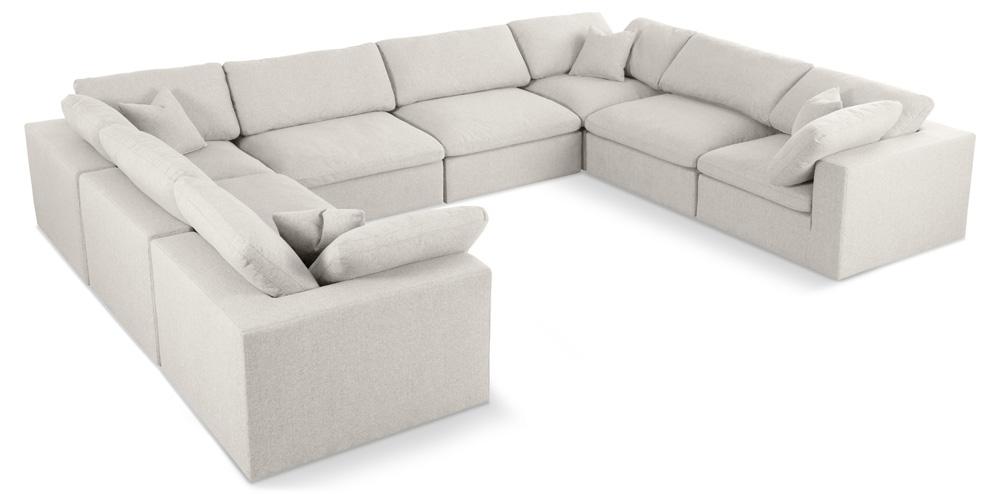Meridian Furniture - Serene Cream Linen Textured Fabric Deluxe Comfort Modular Sectional - 8Pc - 601Cream-Sec8A veiw 1