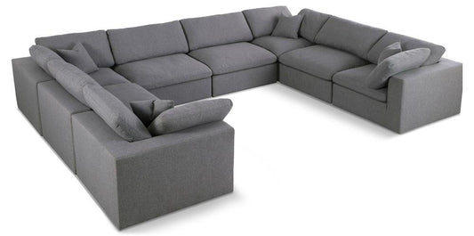 Meridian Furniture - Serene Grey Linen Textured Fabric Deluxe Comfort Modular Sectional - 8Pc - 601Grey-Sec8A veiw 1
