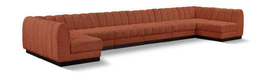 Meridian Furniture - Quinn Cognac Chenille Fabric Modular Sectional - 8Pc - 124Cognac-Sec8A veiw 1