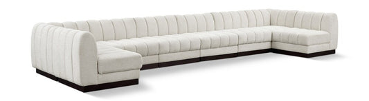 Meridian Furniture - Quinn Cream Chenille Fabric Modular Sectional - 8Pc - 124Cream-Sec8A veiw 1