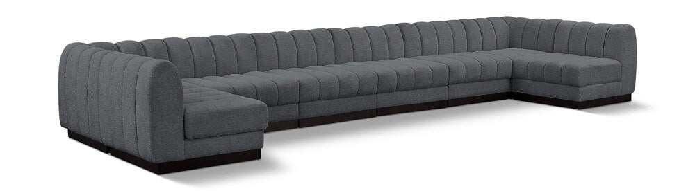 Meridian Furniture - Quinn Grey Chenille Fabric Modular Sectional - 8Pc - 124Grey-Sec8A veiw 1