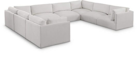 Meridian Furniture - Ease Cream Polyester Fabric Modular Sectional - 8Pc - 696Cream-Sec8A veiw 1