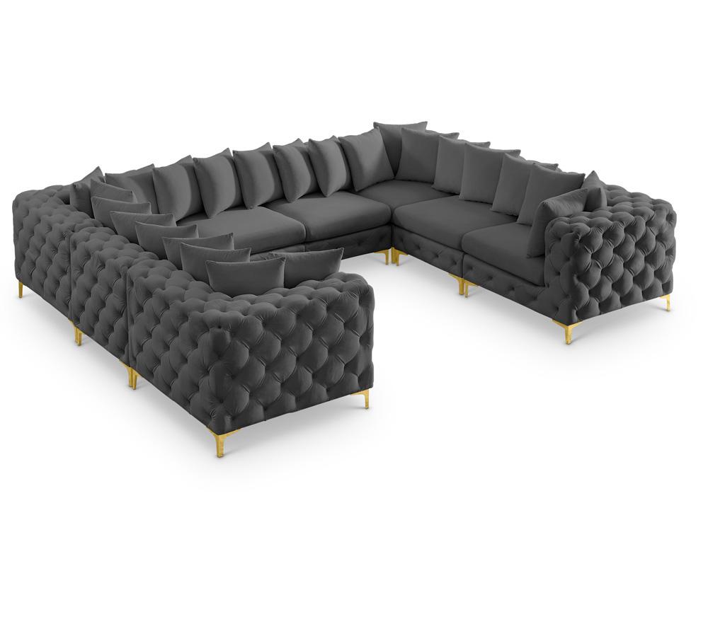 Meridian Furniture - Tremblay Grey Velvet Modular Sectional - 8Pc - 686Grey-Sec8A veiw 1