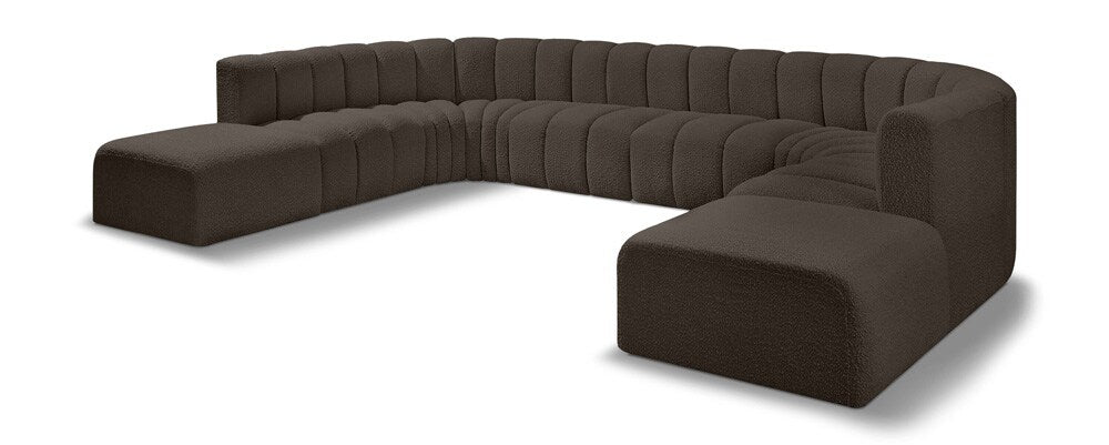 Meridian Furniture - Arc Brown Boucle Fabric Modular Sofa - 10Pc - 102Brown-S10A veiw 1