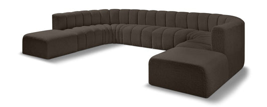 Meridian Furniture - Arc Brown Boucle Fabric Modular Sofa - 10Pc - 102Brown-S10A veiw 1
