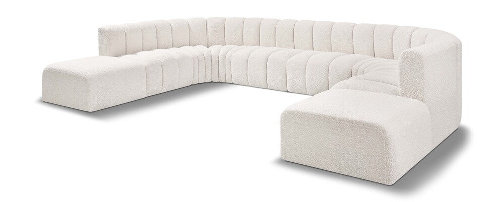 Meridian Furniture - Arc Cream Boucle Fabric Modular Sofa - 10Pc - 102Cream-S10A veiw 1
