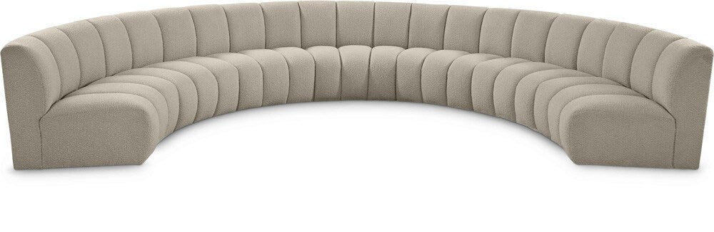Meridian Furniture - Infinity Brown Boucle Fabric 7pc. Modular Sectional - 643Taupe-7PC veiw 1