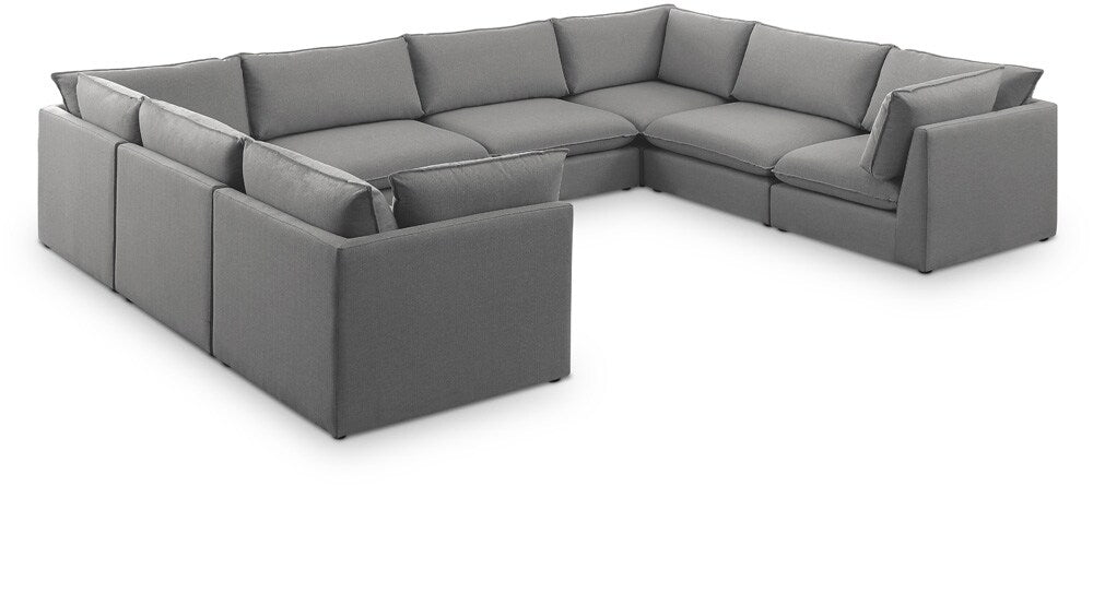 Meridian Furniture - Mackenzie Grey Durable Linen Textured Modular Sectional - 8Pc - 688Grey-Sec8A veiw 1