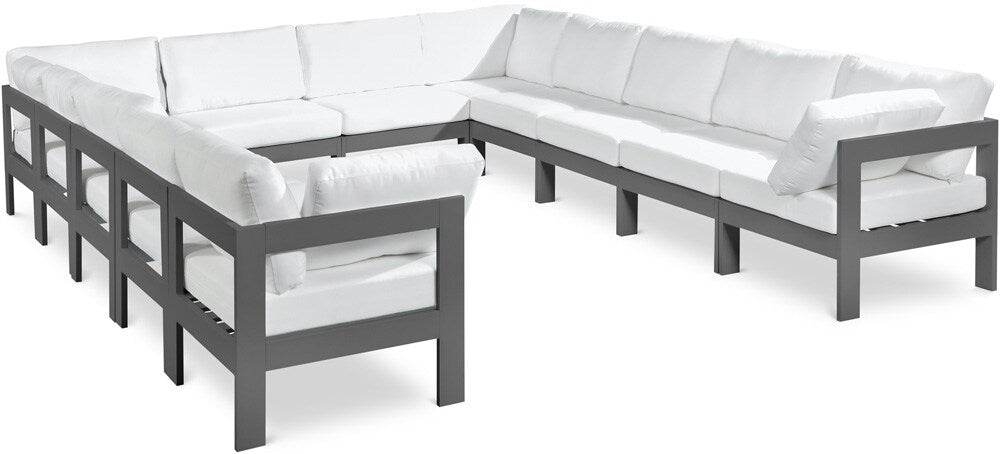 Meridian Furniture - Nizuc White Water Resistant Fabric Outdoor Patio Modular Sectional - 12Pc - 376White-Sec12A veiw 1
