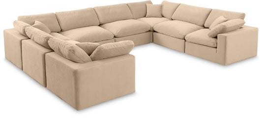 Meridian Furniture - Comfy Beige Velvet Modular Sectional - 8Pc - 189Beige-Sec8A veiw 1