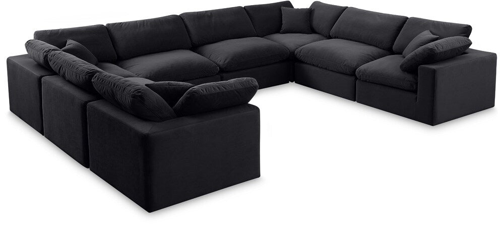Meridian Furniture - Comfy Black Velvet Modular Sectional - 8Pc - 189Black-Sec8A veiw 1