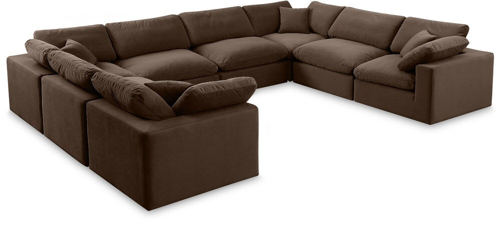 Meridian Furniture - Comfy Brown Velvet Modular Sectional - 8Pc - 189Brown-Sec8A veiw 1