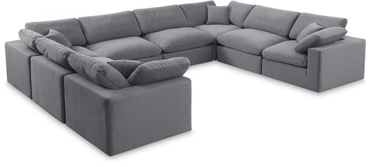 Meridian Furniture - Comfy Grey Velvet Modular Sectional - 8Pc - 189Grey-Sec8A veiw 1