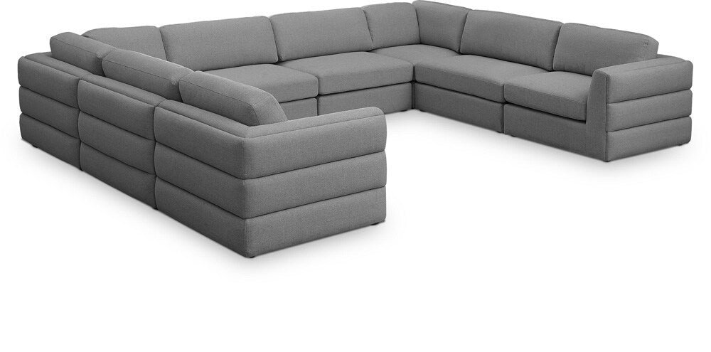 Meridian Furniture - Beckham Grey Durable Linen Textured Fabric Modular Sectional - 8Pc - 681Grey-Sec8A veiw 1