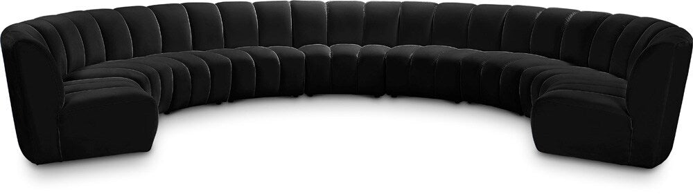 Meridian Furniture - Infinity Black Velvet 9pc. Modular Sectional - 638Black-9PC veiw 1