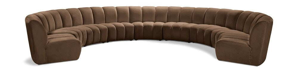 Meridian Furniture - Infinity Brown Velvet 9pc. Modular Sectional - 638Brown-9PC veiw 1