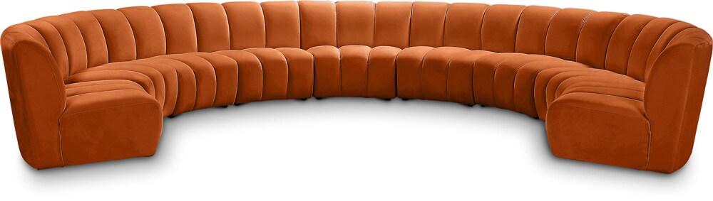 Meridian Furniture - Infinity Cognac Velvet 9pc. Modular Sectional - 638Cognac-9PC veiw 1
