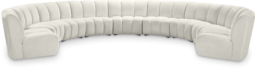 Meridian Furniture - Infinity Cream Velvet 9pc. Modular Sectional - 638Cream-9PC veiw 1