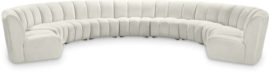 Meridian Furniture - Infinity Cream Velvet 9pc. Modular Sectional - 638Cream-9PC veiw 1