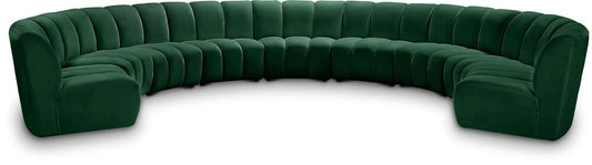 Meridian Furniture - Infinity Green Velvet 9pc. Modular Sectional - 638Green-9PC veiw 1